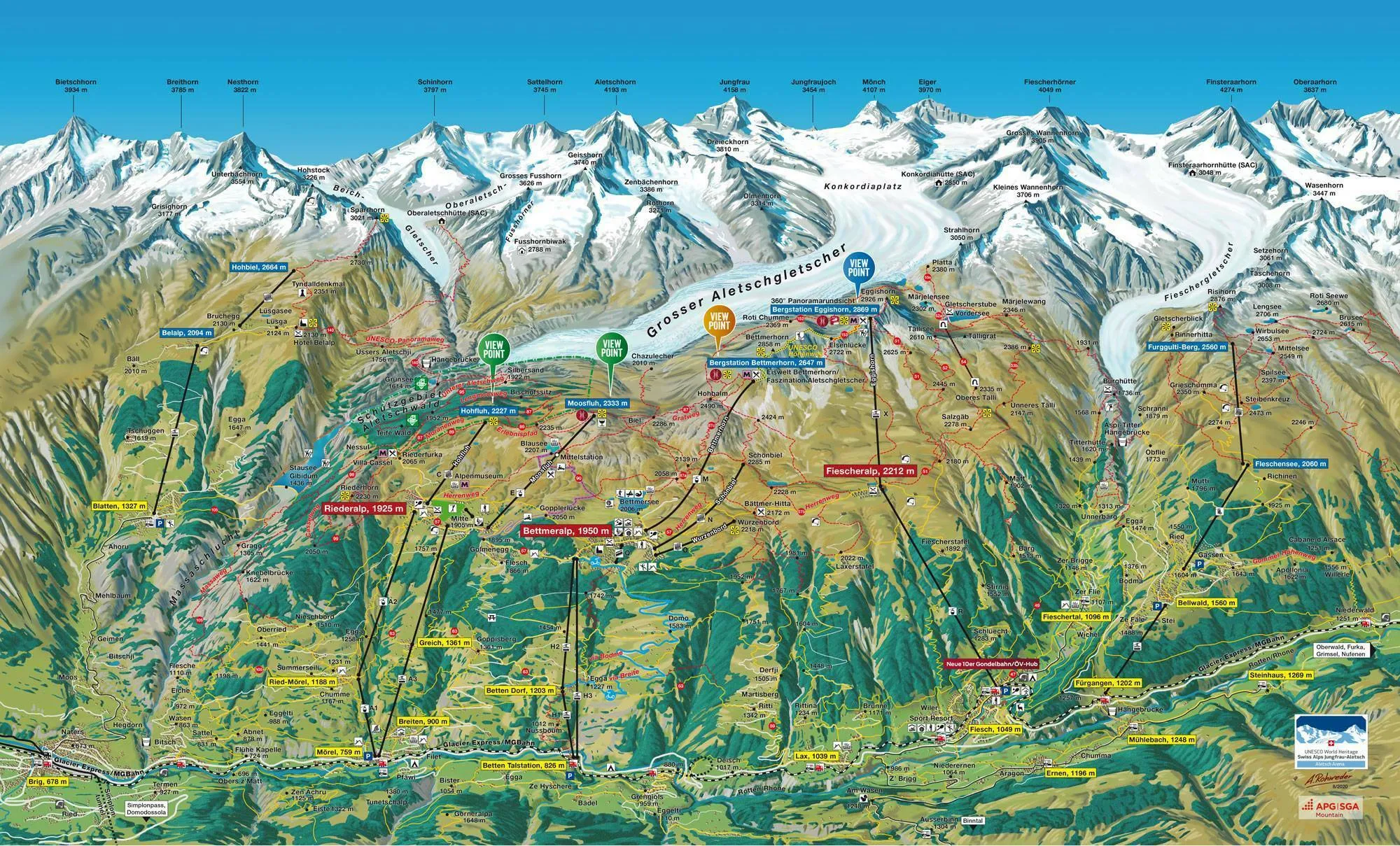 Station alpine du glacier d'Aletsch en Suisse