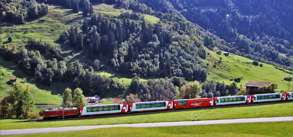 Train in Switzerland and Alps