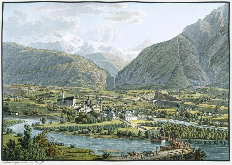 Vue de la ville de Brig en 1811